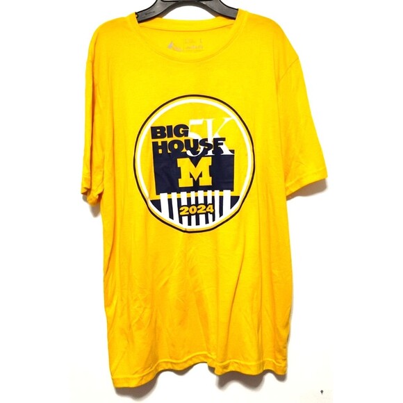Michigan Big House 5K Shirt Mens Large Yellow Marathon Run Tee University - Picture 1 of 4